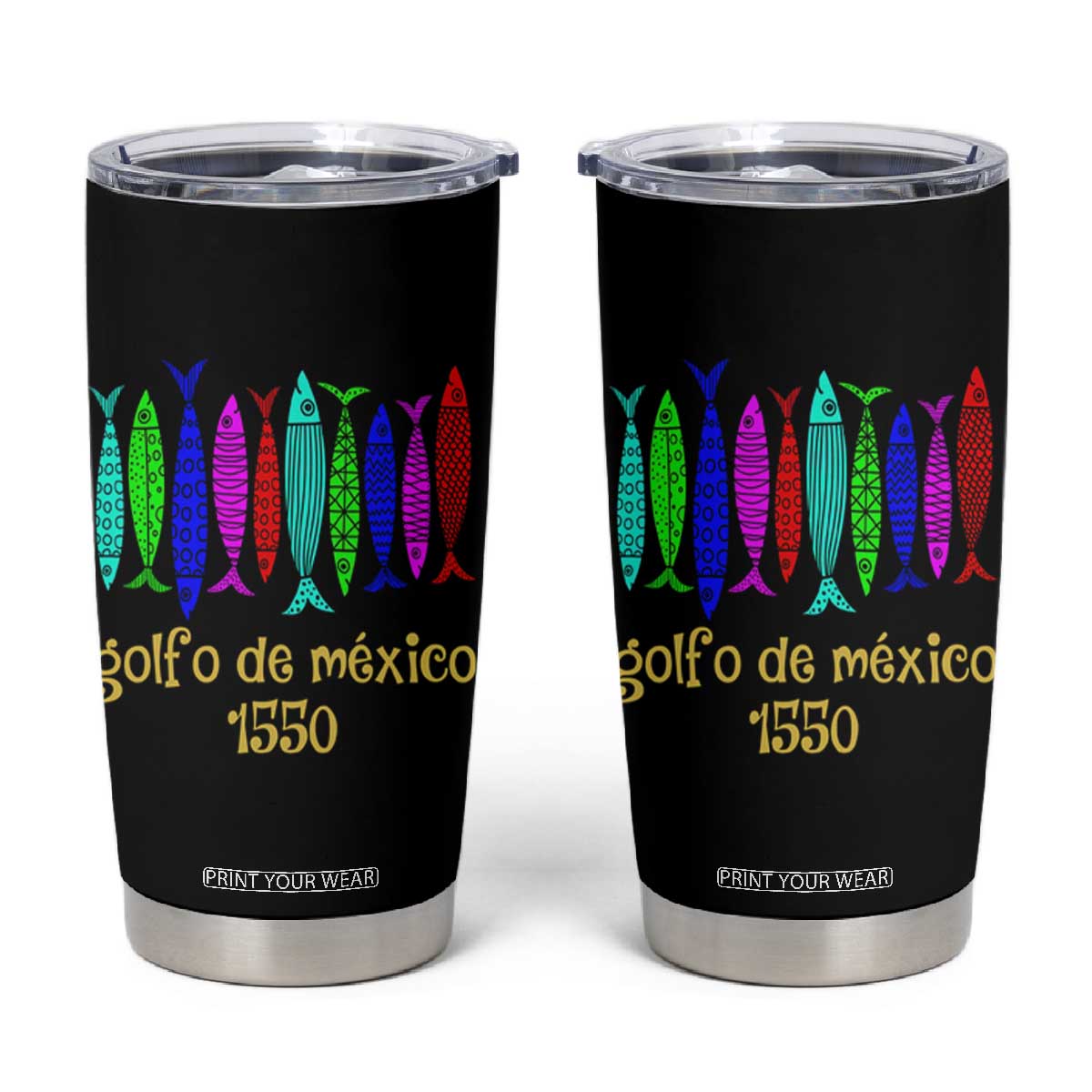 Gulf of Mexico Tumbler Cup Golfo de México 1550 Retro Tuna TS02 Black Print Your Wear