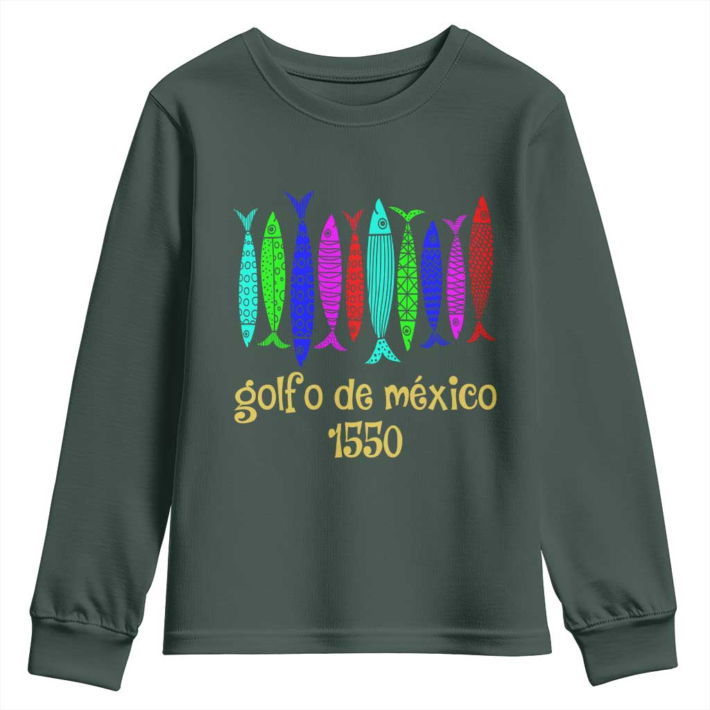 Gulf of Mexico Youth Sweatshirt Golfo de México 1550 Retro Tuna TS02 Dark Forest Green Print Your Wear