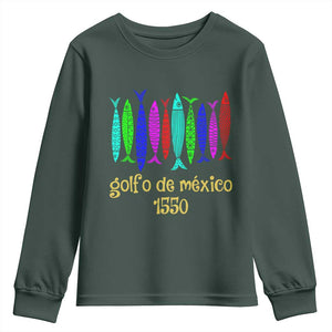 Gulf of Mexico Youth Sweatshirt Golfo de México 1550 Retro Tuna TS02 Dark Forest Green Print Your Wear