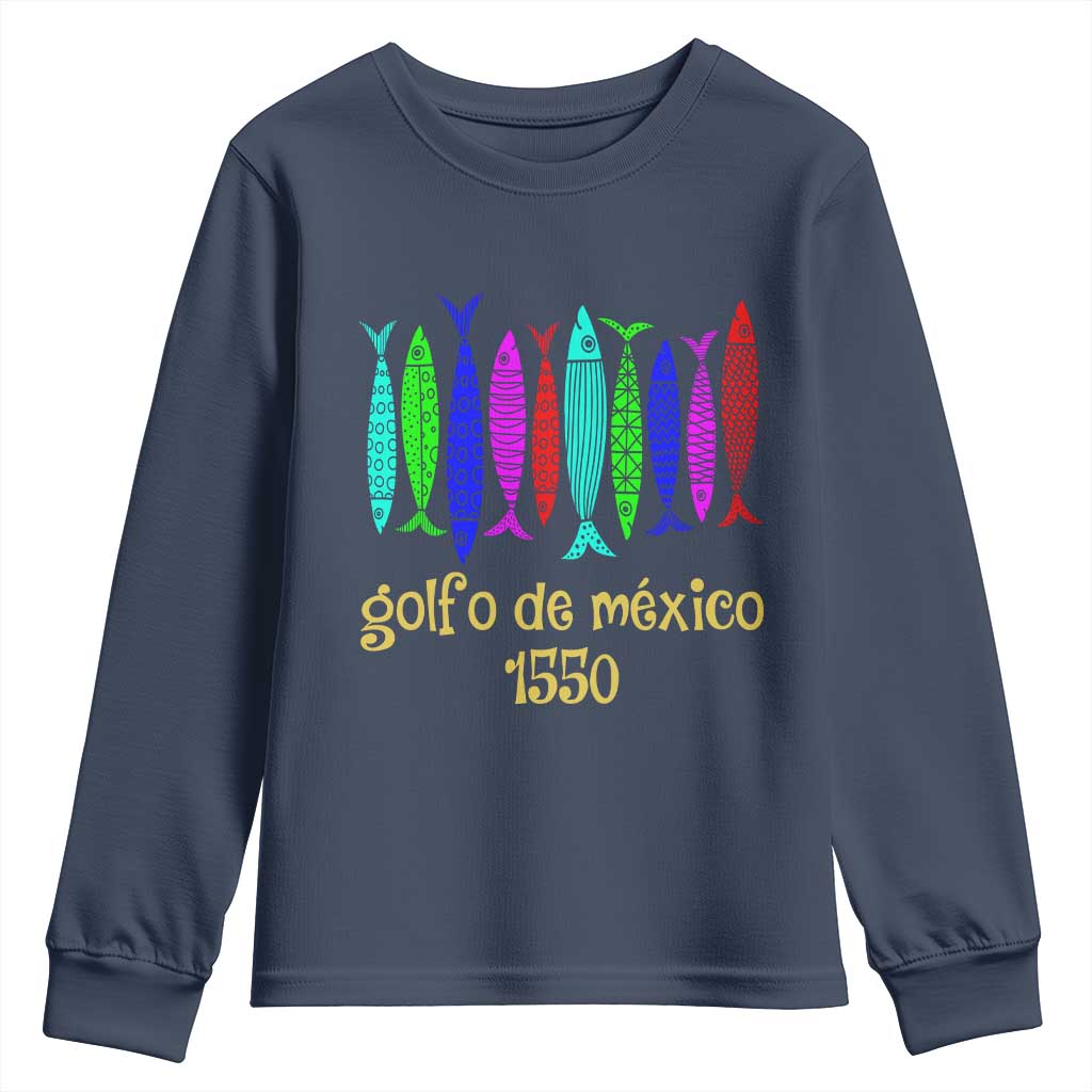 Gulf of Mexico Youth Sweatshirt Golfo de México 1550 Retro Tuna TS02 Navy Print Your Wear