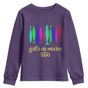 Gulf of Mexico Youth Sweatshirt Golfo de México 1550 Retro Tuna TS02 Purple Print Your Wear