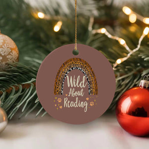 Wild About Reading Ceramic Ornament Teacher Student Back to School Retro Rainbow TS02 1pc Mocha Print Your Wear
