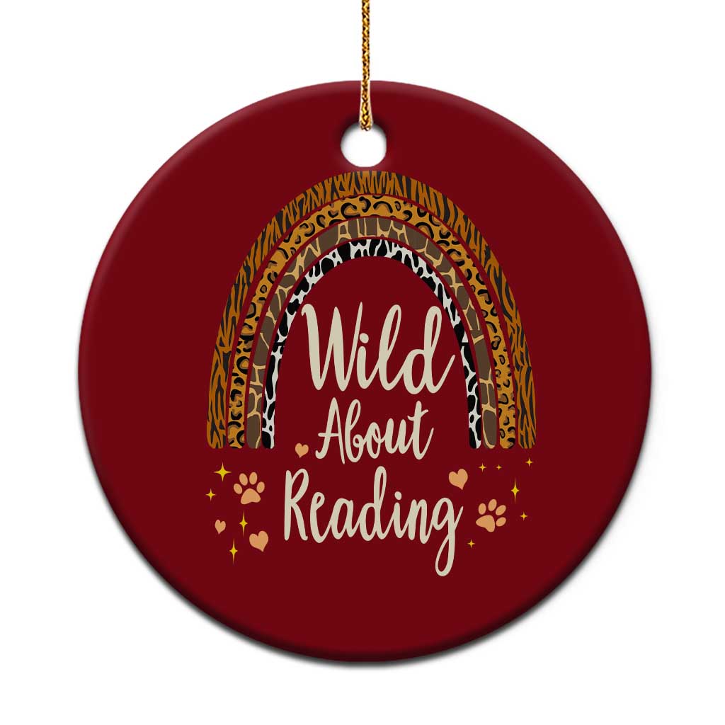 Wild About Reading Ceramic Ornament Teacher Student Back to School Retro Rainbow TS02 1pc Red Print Your Wear