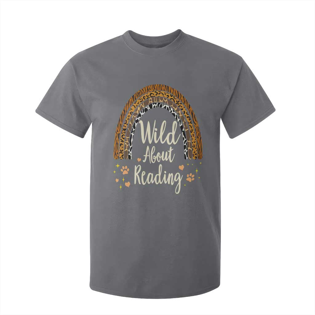Wild About Reading T Shirt For Kid Teacher Student Back to School Retro Rainbow TS02 Charcoal Print Your Wear