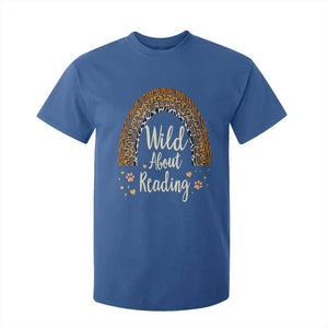 Wild About Reading T Shirt For Kid Teacher Student Back to School Retro Rainbow TS02 Royal Blue Print Your Wear