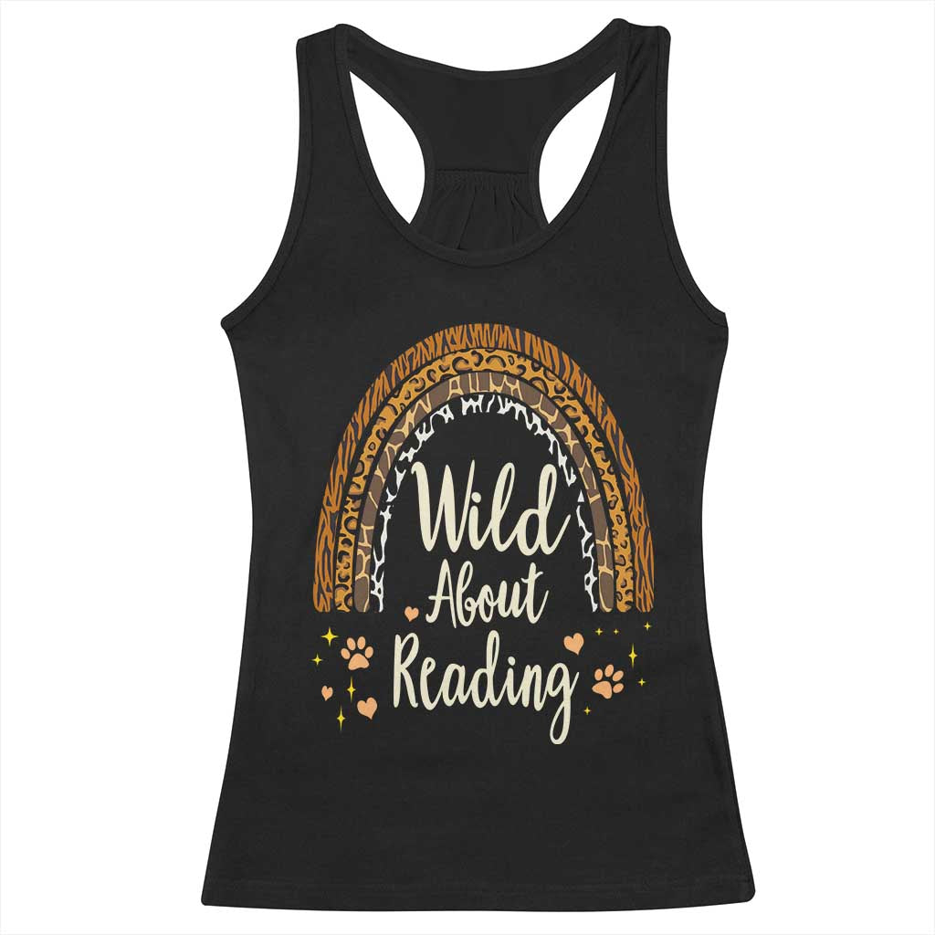 Wild About Reading Racerback Tank Top Teacher Student Back to School Retro Rainbow TS02 Black Print Your Wear