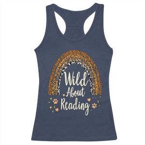 Wild About Reading Racerback Tank Top Teacher Student Back to School Retro Rainbow TS02 Navy Print Your Wear