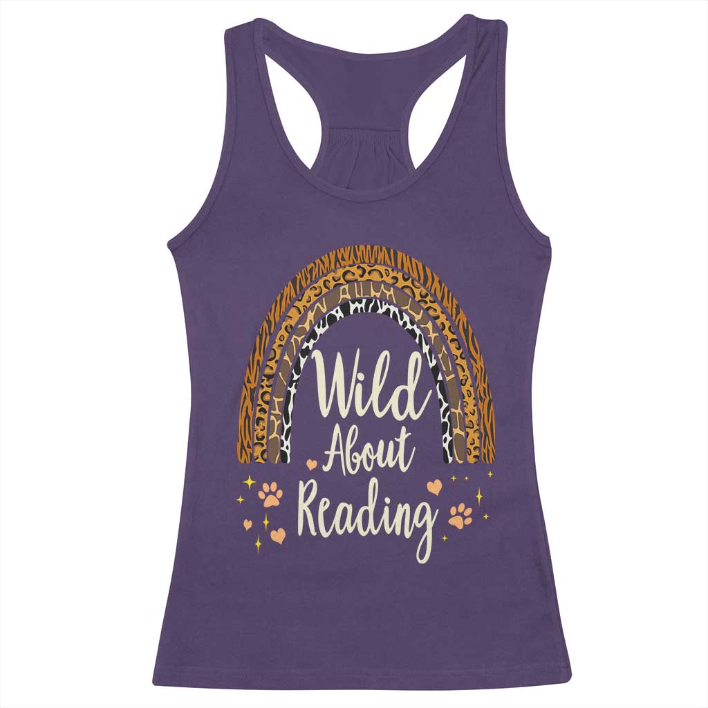 Wild About Reading Racerback Tank Top Teacher Student Back to School Retro Rainbow TS02 Purple Print Your Wear