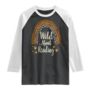 Wild About Reading Raglan Shirt Teacher Student Back to School Retro Rainbow TS02 Black White Print Your Wear