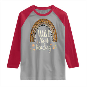 Wild About Reading Raglan Shirt Teacher Student Back to School Retro Rainbow TS02 Sport Gray Red Print Your Wear