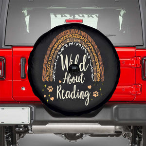 Wild About Reading Spare Tire Cover Teacher Student Back to School Retro Rainbow TS02 Black Print Your Wear