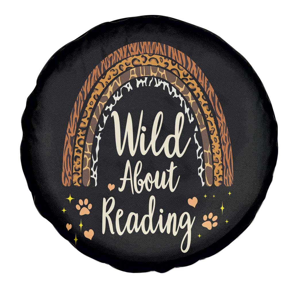 Wild About Reading Spare Tire Cover Teacher Student Back to School Retro Rainbow TS02 Print Your Wear