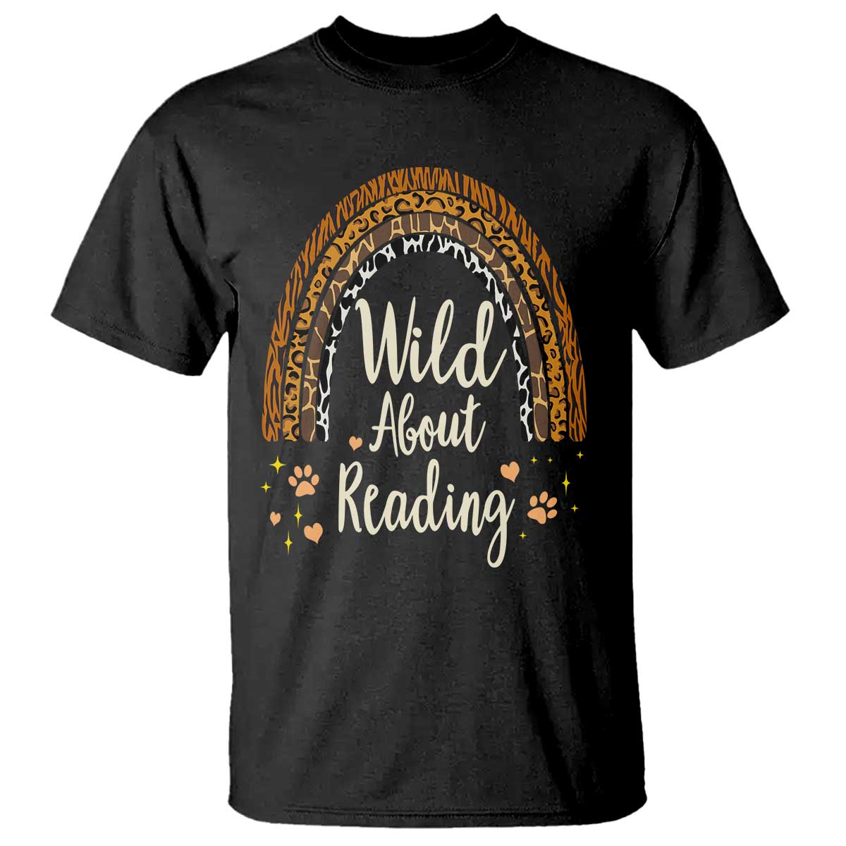 Wild About Reading T Shirt Teacher Student Back to School Retro Rainbow TS02 Black Print Your Wear