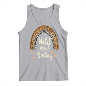 Wild About Reading Tank Top Teacher Student Back to School Retro Rainbow TS02 Athletic Heather Print Your Wear