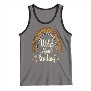 Wild About Reading Tank Top Teacher Student Back to School Retro Rainbow TS02 Deep Heather Black Print Your Wear