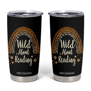 Wild About Reading Tumbler Cup Teacher Student Back to School Retro Rainbow TS02 Black Print Your Wear