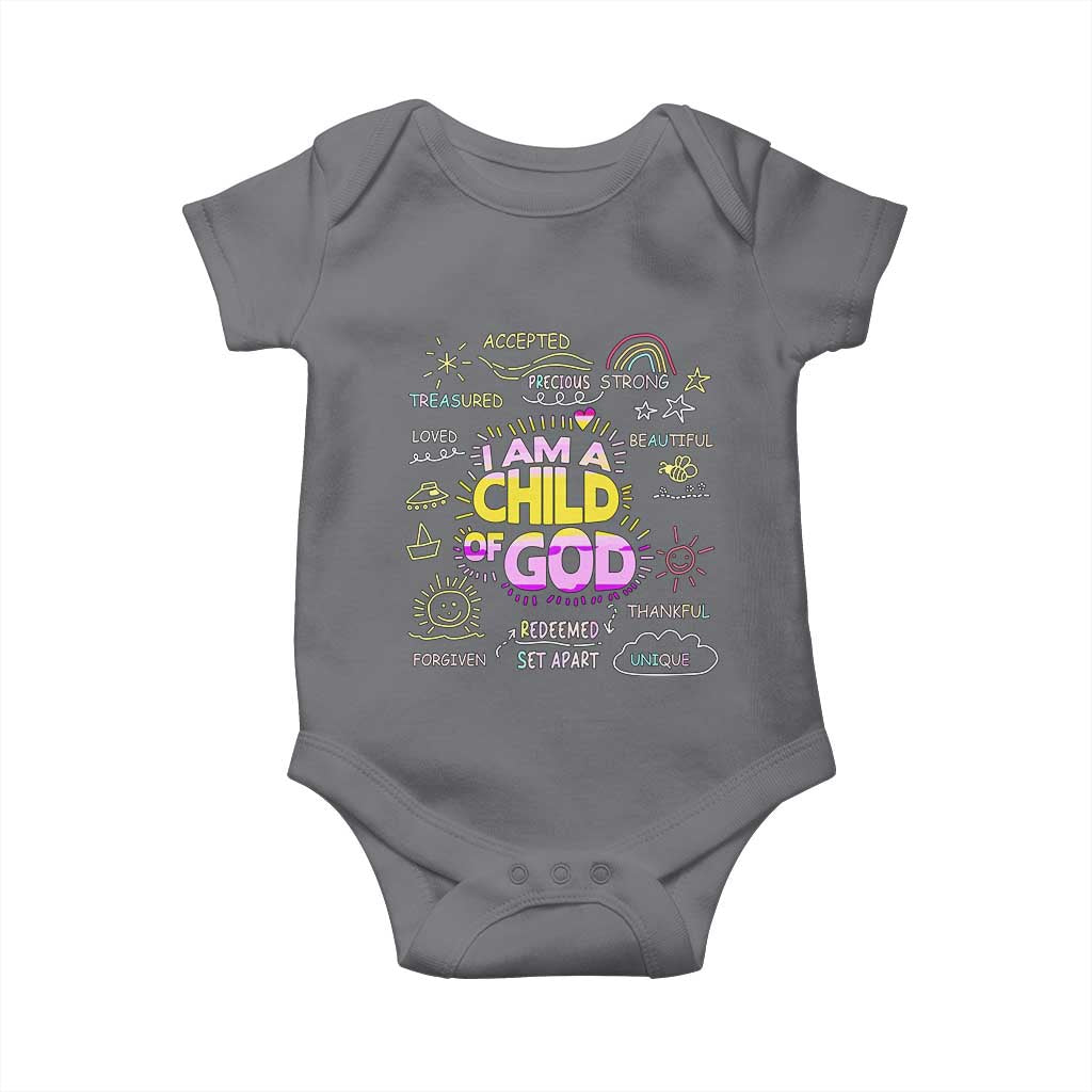I Am A Child Of God Baby Onesie Retro Christian Jesus Faith TS02 Charcoal Print Your Wear