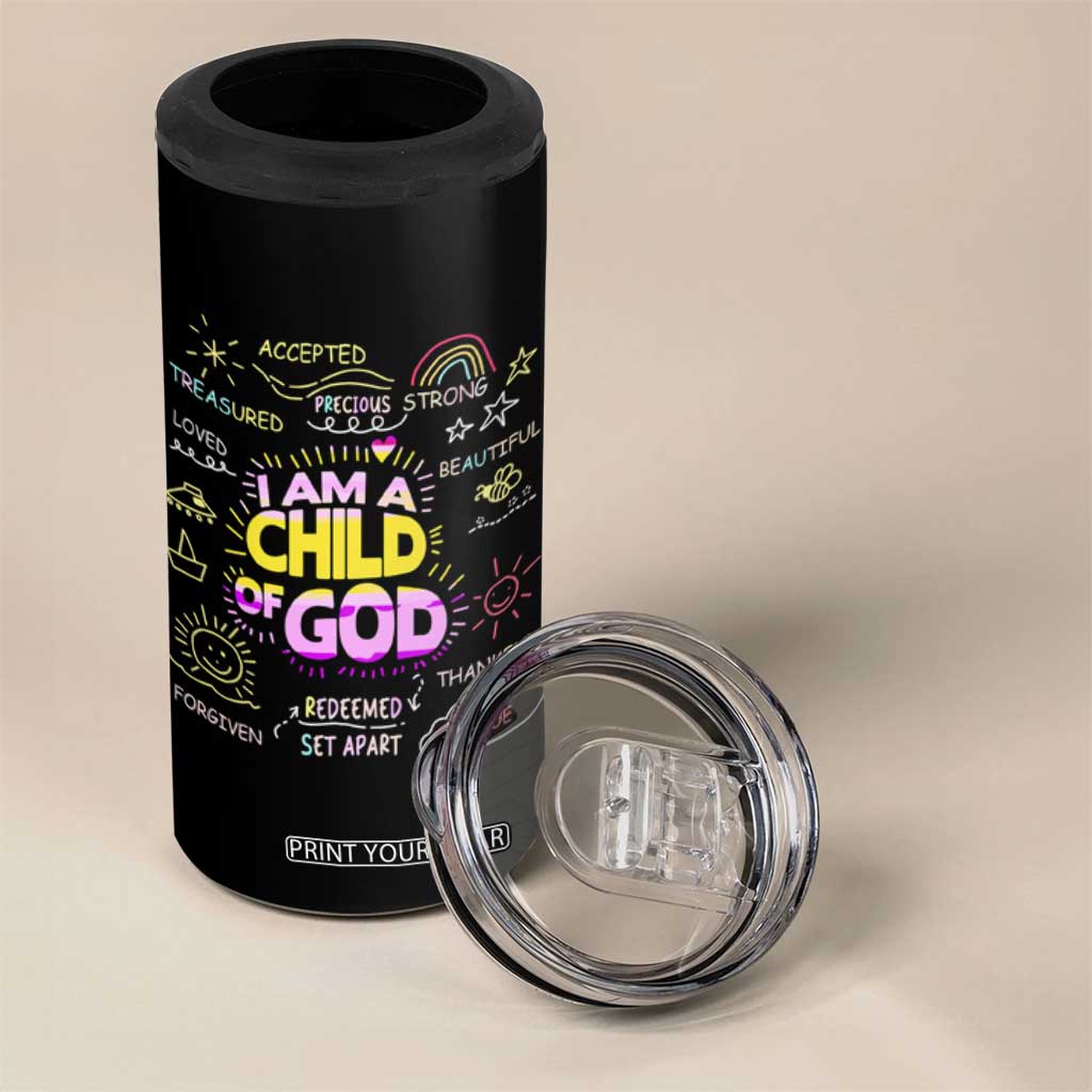 I Am A Child Of God 4 in 1 Can Cooler Tumbler Retro Christian Jesus Faith TS02 Print Your Wear