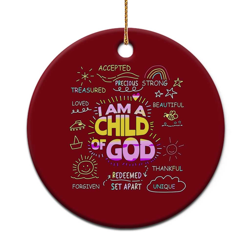 I Am A Child Of God Ceramic Ornament Retro Christian Jesus Faith TS02 1pc Red Print Your Wear