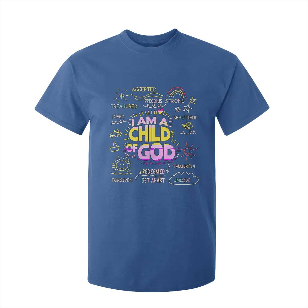 I Am A Child Of God T Shirt For Kid Retro Christian Jesus Faith TS02 Royal Blue Print Your Wear