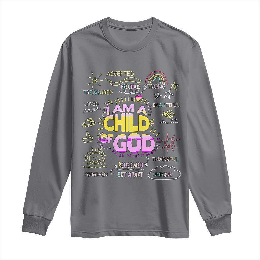 I Am A Child Of God Long Sleeve Shirt Retro Christian Jesus Faith TS02 Charcoal Print Your Wear