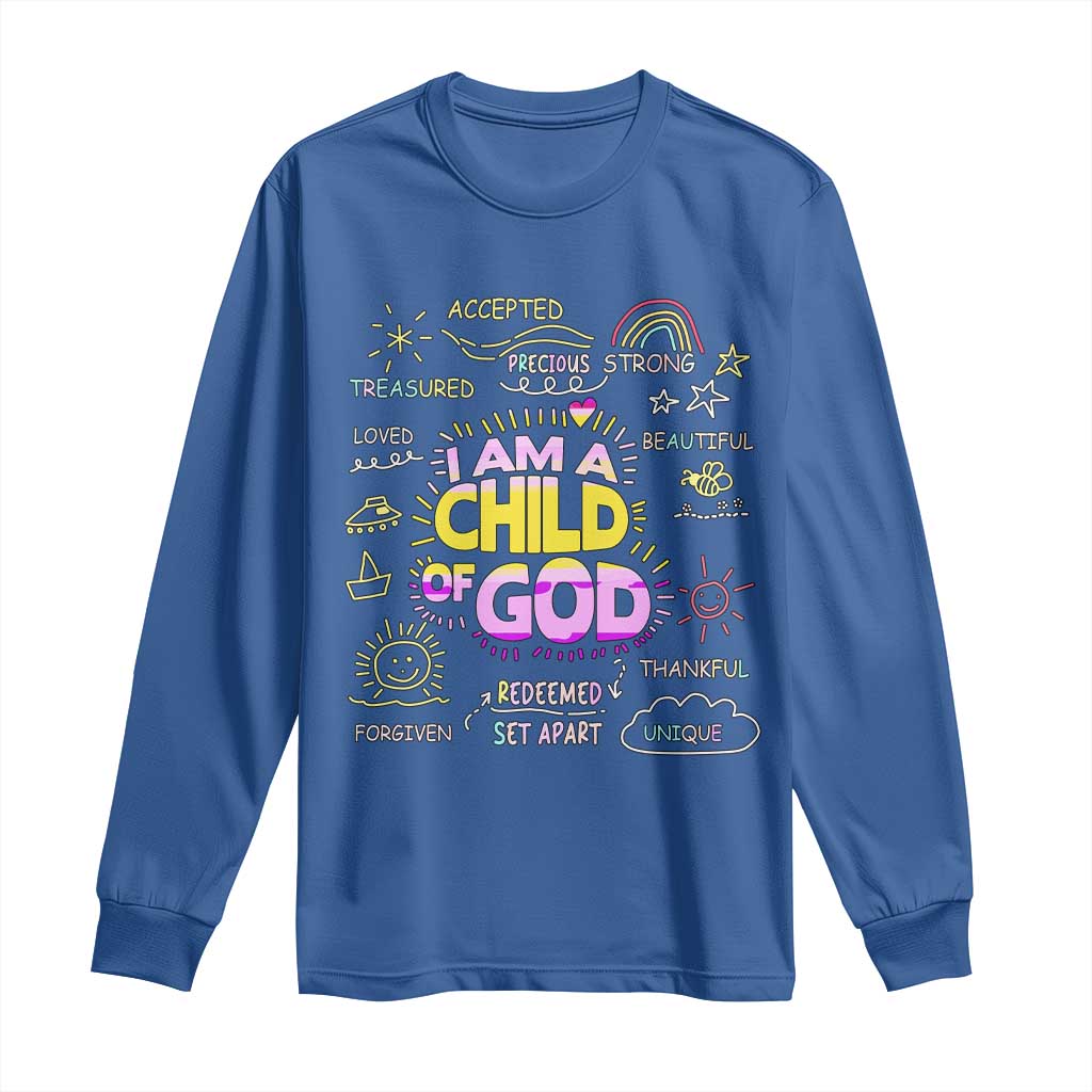 I Am A Child Of God Long Sleeve Shirt Retro Christian Jesus Faith TS02 Royal Blue Print Your Wear