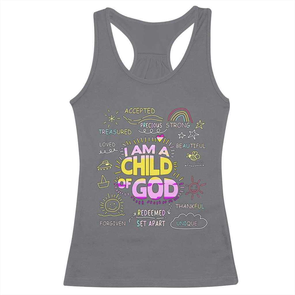 I Am A Child Of God Racerback Tank Top Retro Christian Jesus Faith TS02 Charcoal Print Your Wear
