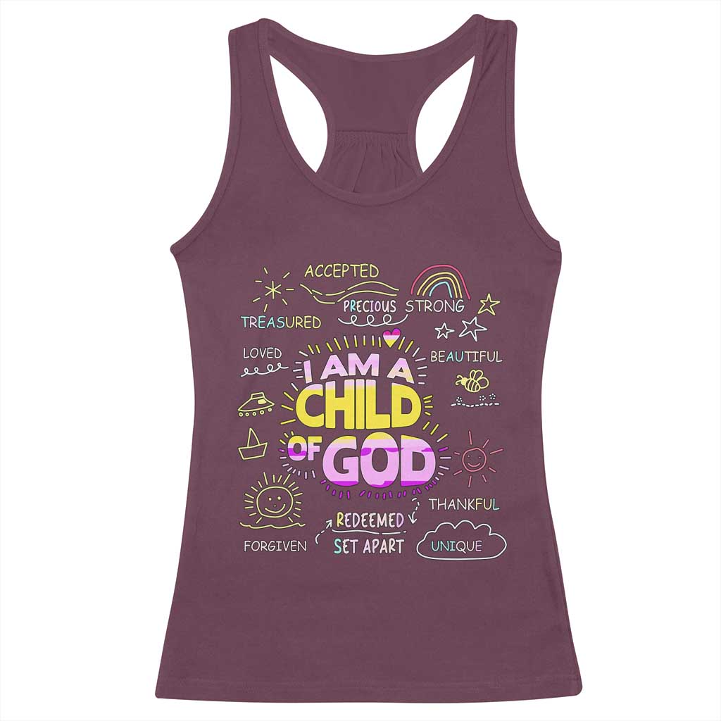 I Am A Child Of God Racerback Tank Top Retro Christian Jesus Faith TS02 Maroon Print Your Wear