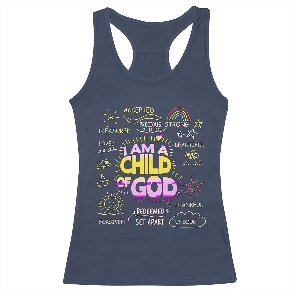 I Am A Child Of God Racerback Tank Top Retro Christian Jesus Faith TS02 Navy Print Your Wear