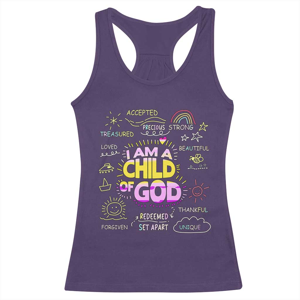 I Am A Child Of God Racerback Tank Top Retro Christian Jesus Faith TS02 Purple Print Your Wear