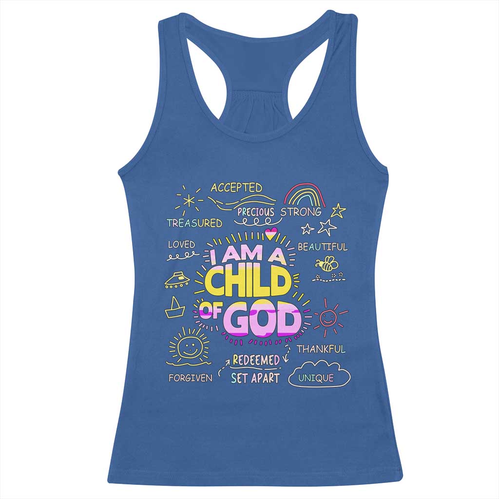 I Am A Child Of God Racerback Tank Top Retro Christian Jesus Faith TS02 Royal Blue Print Your Wear