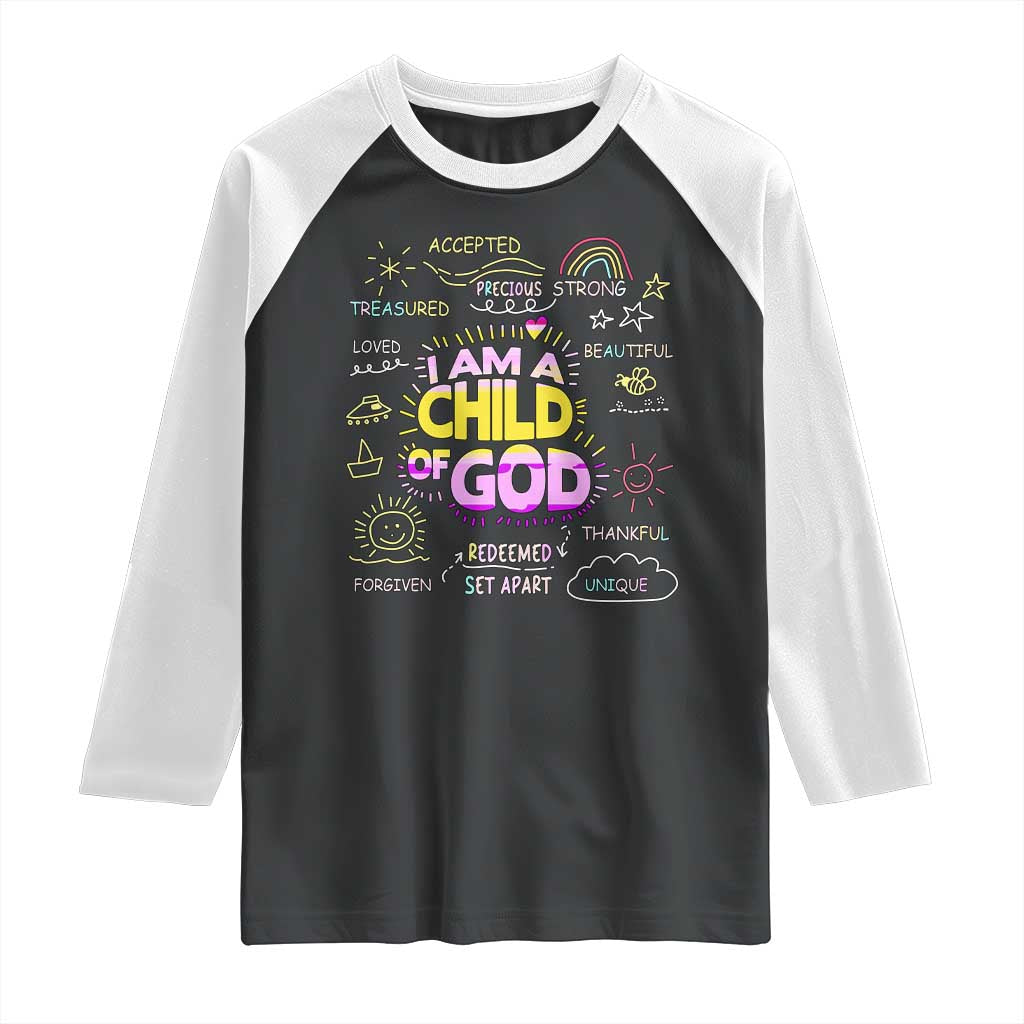 I Am A Child Of God Raglan Shirt Retro Christian Jesus Faith TS02 Black White Print Your Wear