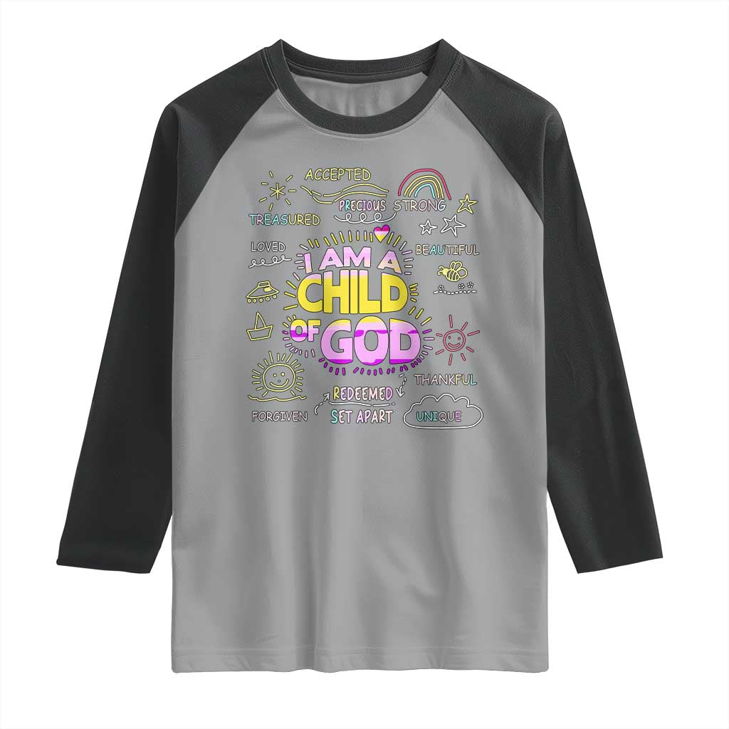 I Am A Child Of God Raglan Shirt Retro Christian Jesus Faith TS02 Sport Gray Black Print Your Wear