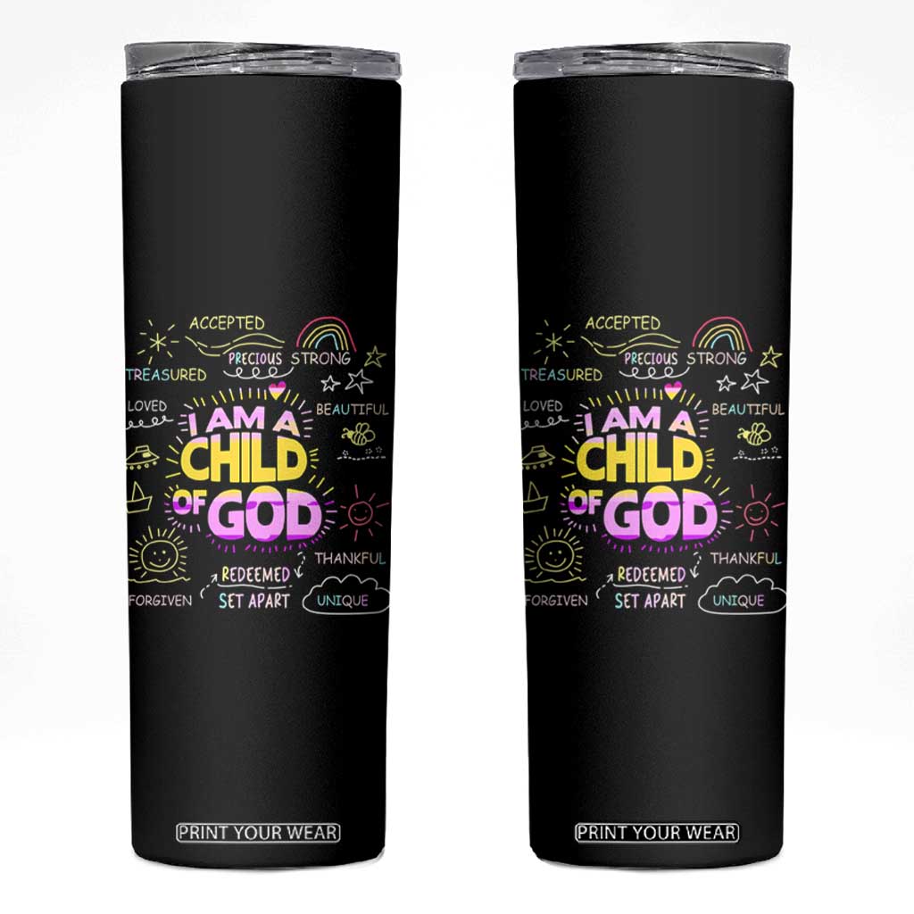 I Am A Child Of God Skinny Tumbler Retro Christian Jesus Faith TS02 Black Print Your Wear