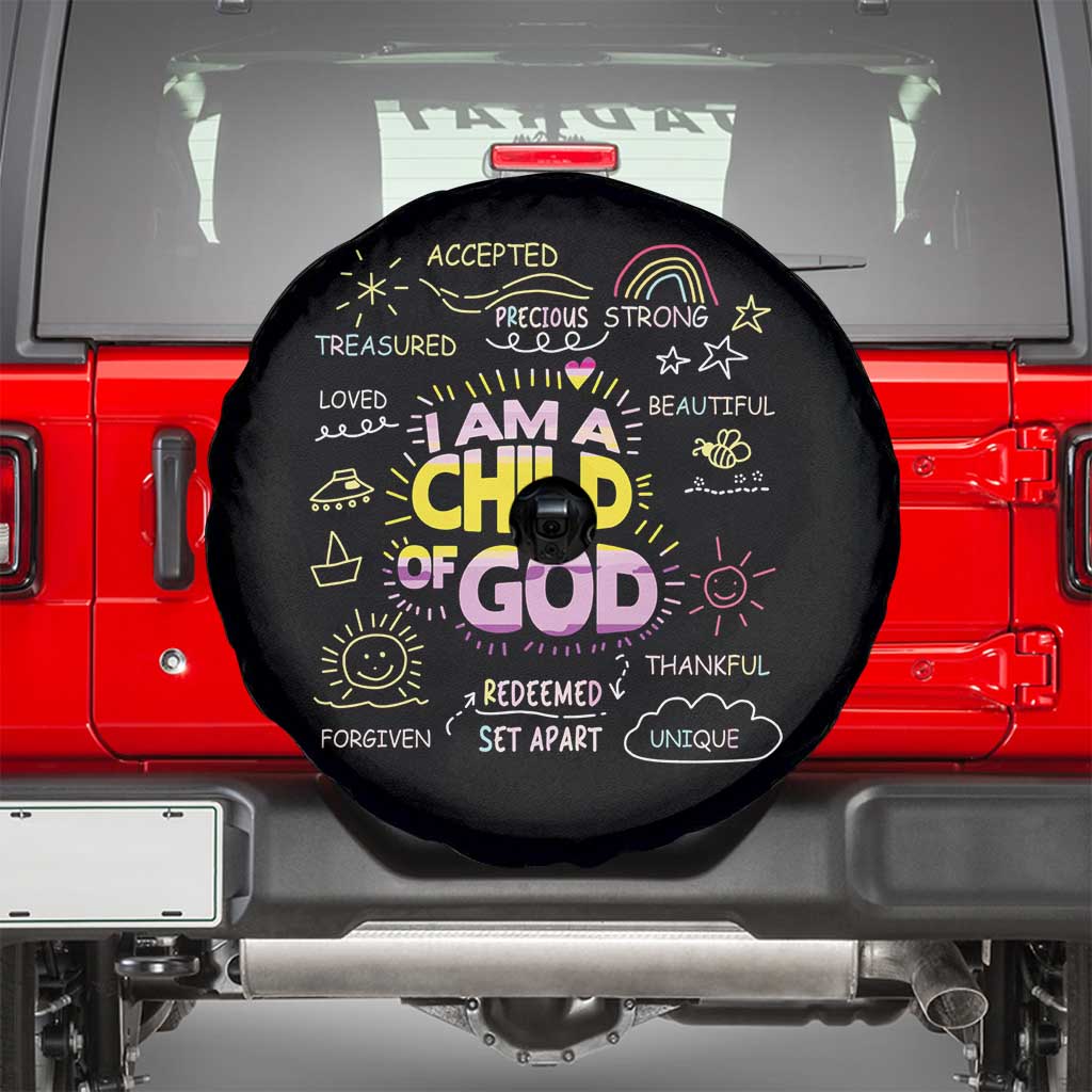 I Am A Child Of God Spare Tire Cover Retro Christian Jesus Faith TS02 Black Print Your Wear