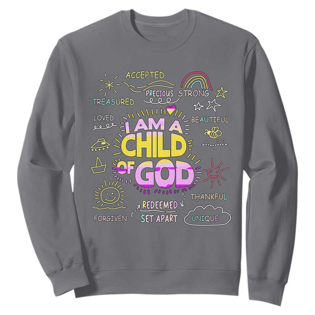I Am A Child Of God Sweatshirt Retro Christian Jesus Faith TS02 Charcoal Print Your Wear