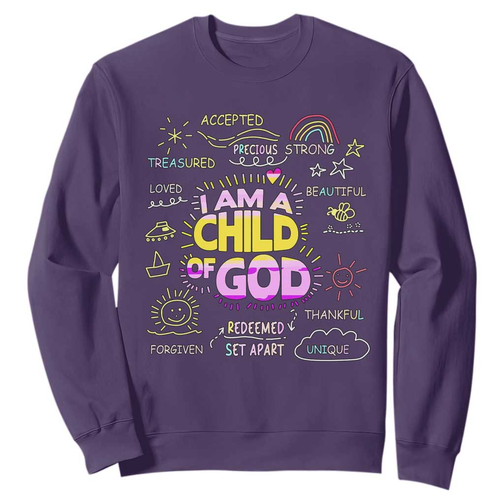 I Am A Child Of God Sweatshirt Retro Christian Jesus Faith TS02 Purple Print Your Wear