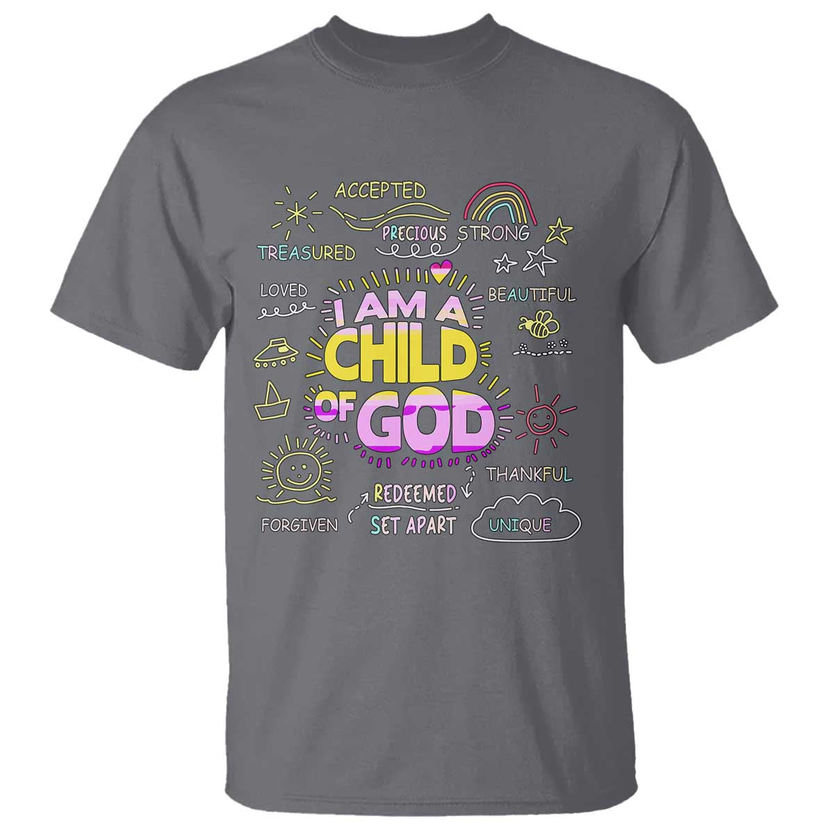 I Am A Child Of God T Shirt Retro Christian Jesus Faith TS02 Charcoal Print Your Wear