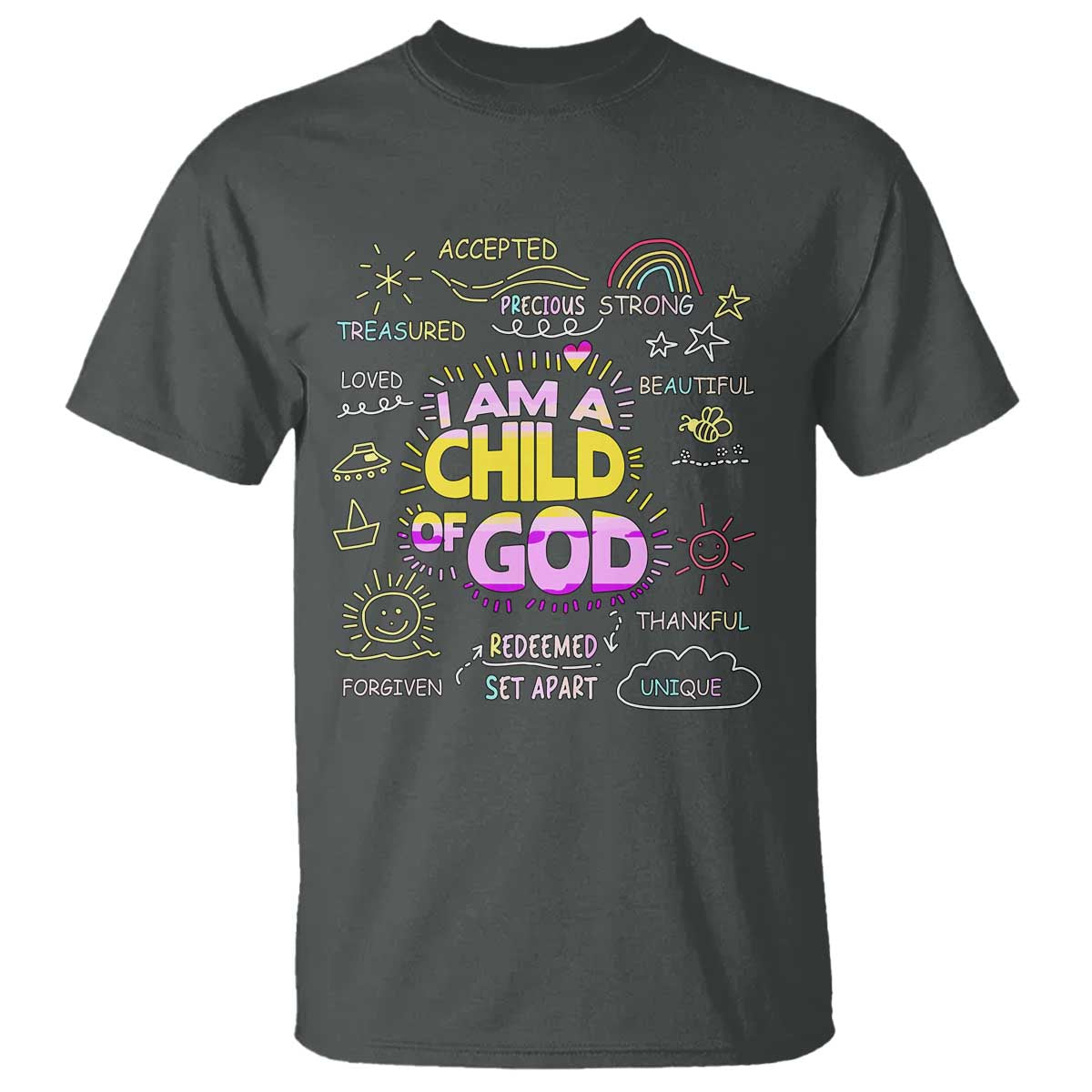 I Am A Child Of God T Shirt Retro Christian Jesus Faith TS02 Dark Heather Print Your Wear