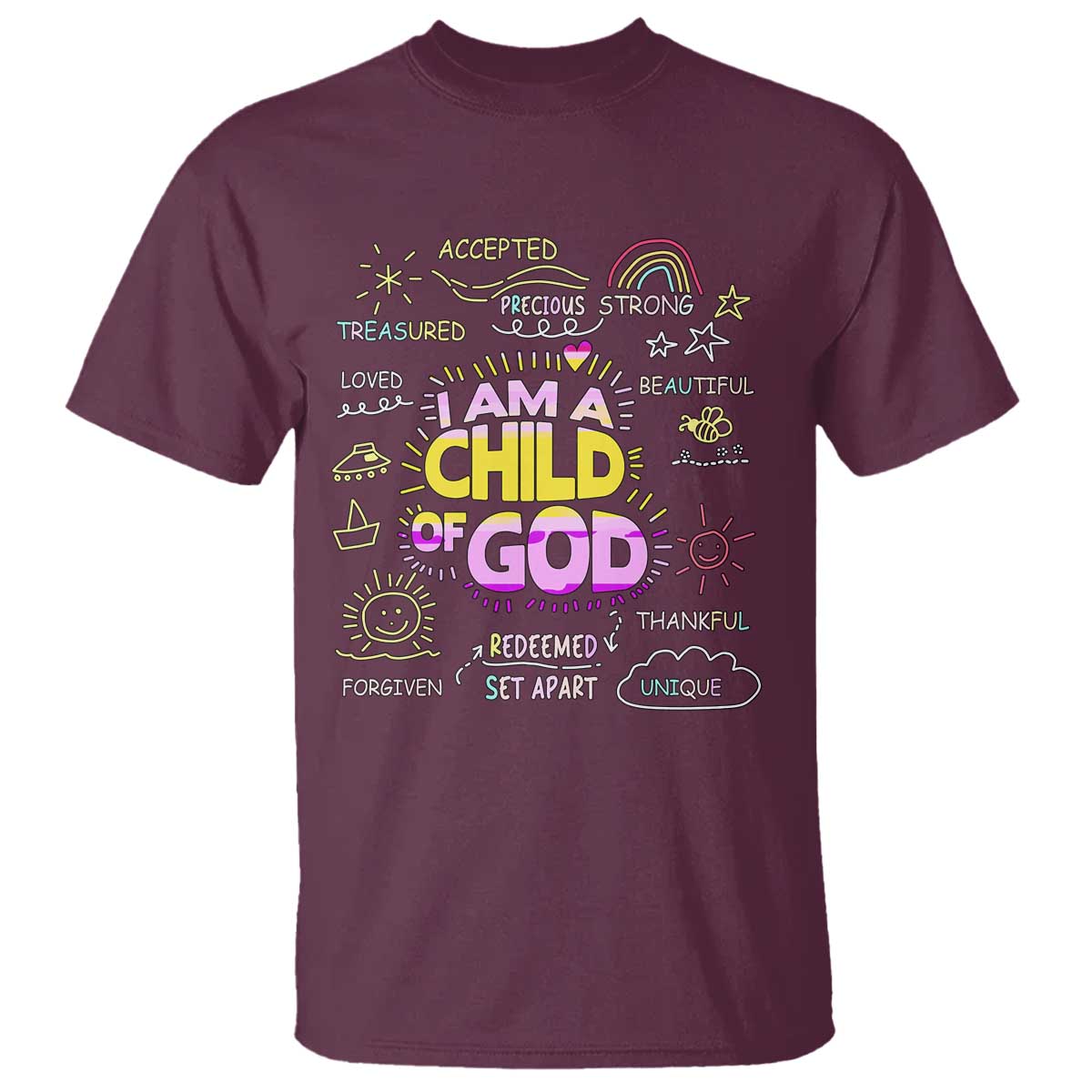 I Am A Child Of God T Shirt Retro Christian Jesus Faith TS02 Maroon Print Your Wear