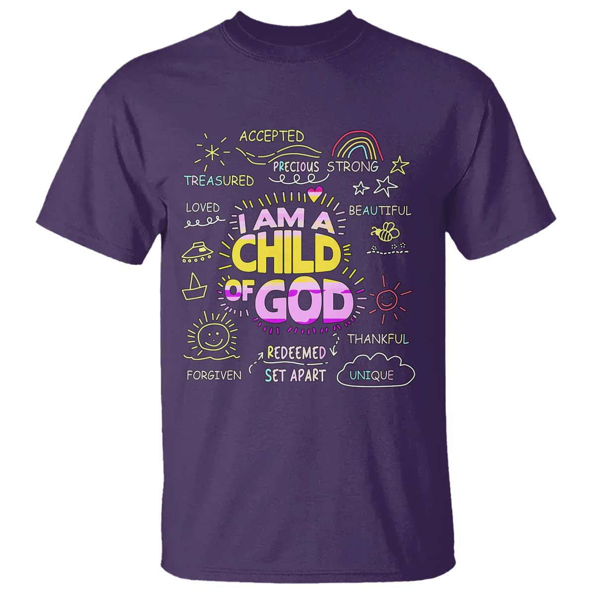 I Am A Child Of God T Shirt Retro Christian Jesus Faith TS02 Purple Print Your Wear