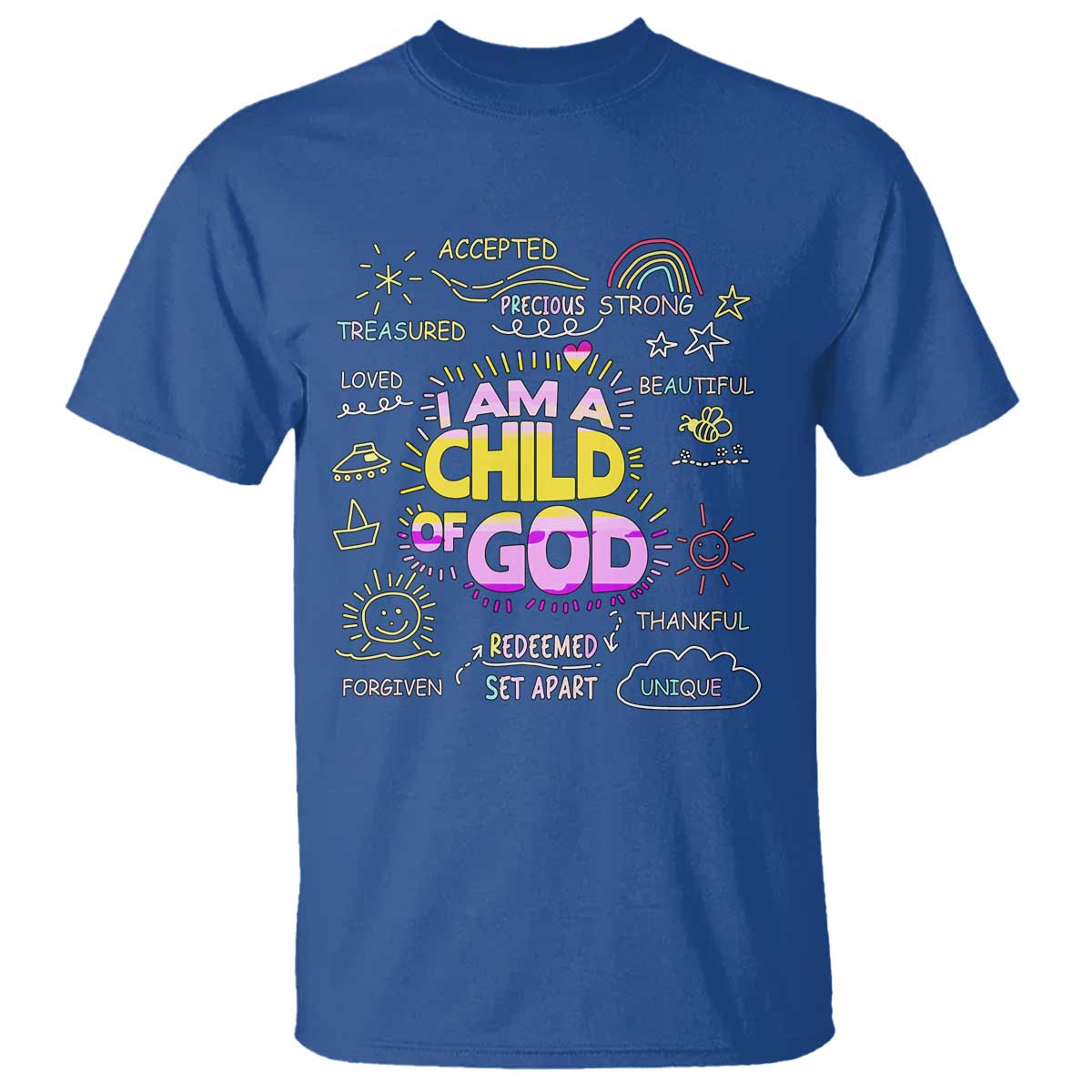 I Am A Child Of God T Shirt Retro Christian Jesus Faith TS02 Royal Blue Print Your Wear