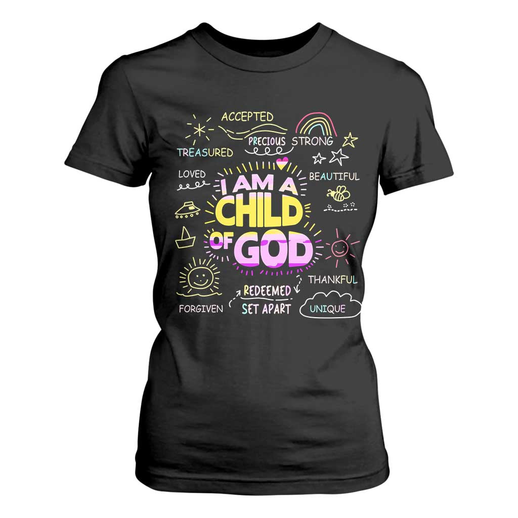I Am A Child Of God T Shirt For Women Retro Christian Jesus Faith TS02 Black Print Your Wear