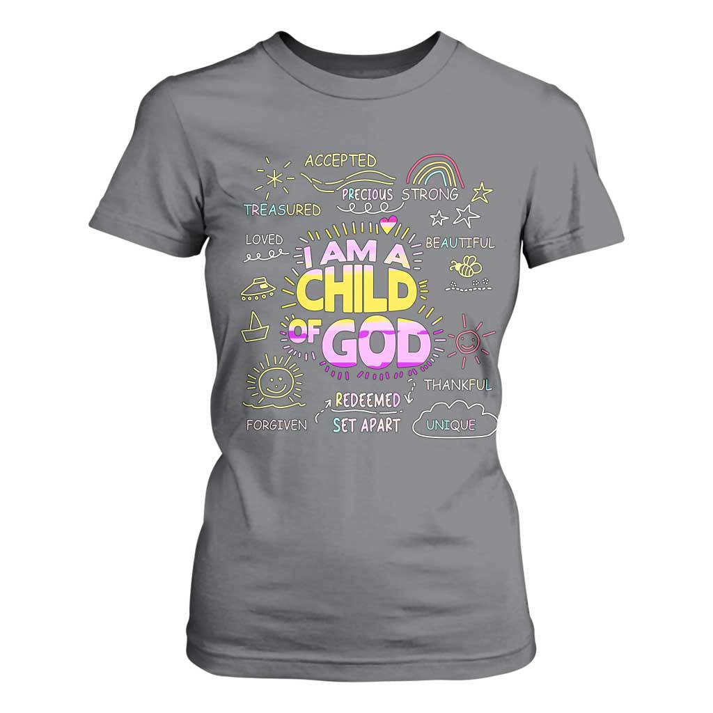 I Am A Child Of God T Shirt For Women Retro Christian Jesus Faith TS02 Charcoal Print Your Wear