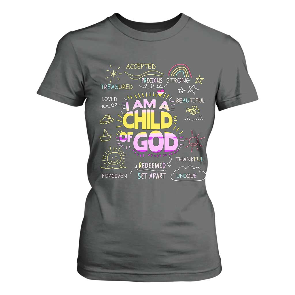 I Am A Child Of God T Shirt For Women Retro Christian Jesus Faith TS02 Dark Heather Print Your Wear