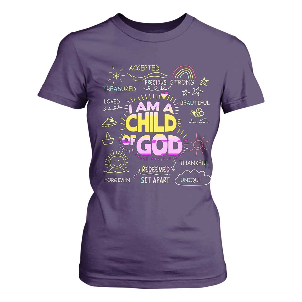 I Am A Child Of God T Shirt For Women Retro Christian Jesus Faith TS02 Purple Print Your Wear