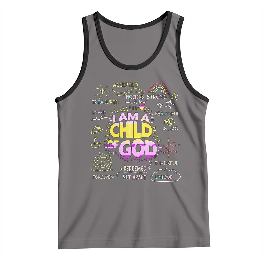 I Am A Child Of God Tank Top Retro Christian Jesus Faith TS02 Deep Heather Black Print Your Wear