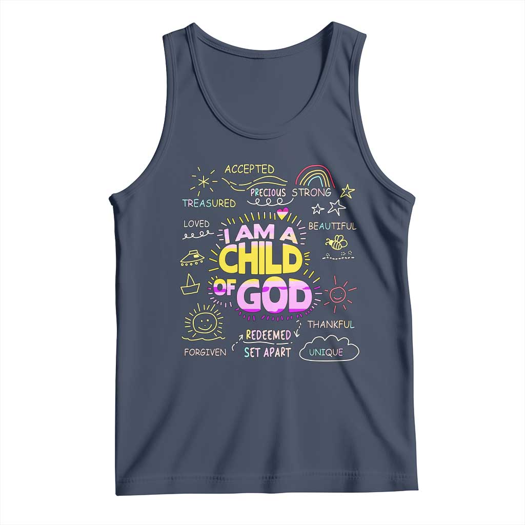 I Am A Child Of God Tank Top Retro Christian Jesus Faith TS02 Navy Print Your Wear