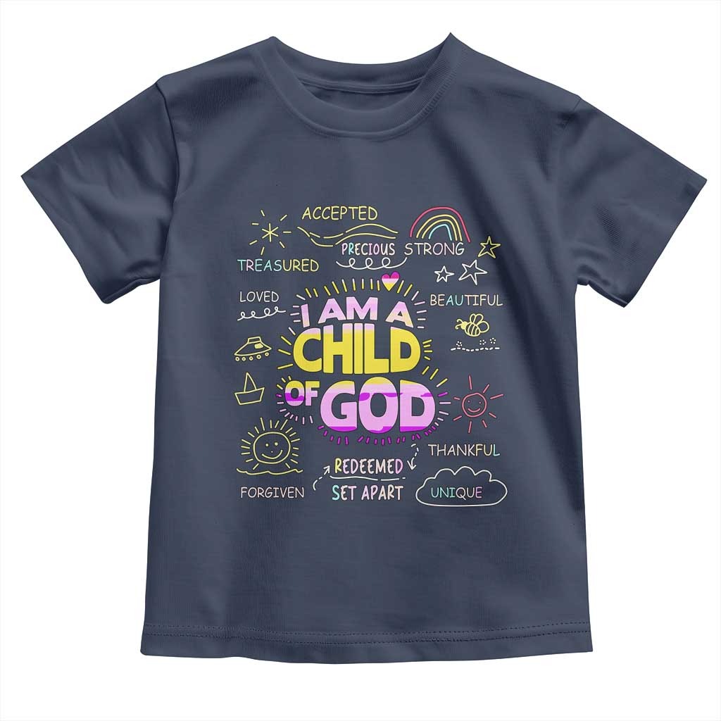 I Am A Child Of God Toddler T Shirt Retro Christian Jesus Faith TS02 Navy Print Your Wear