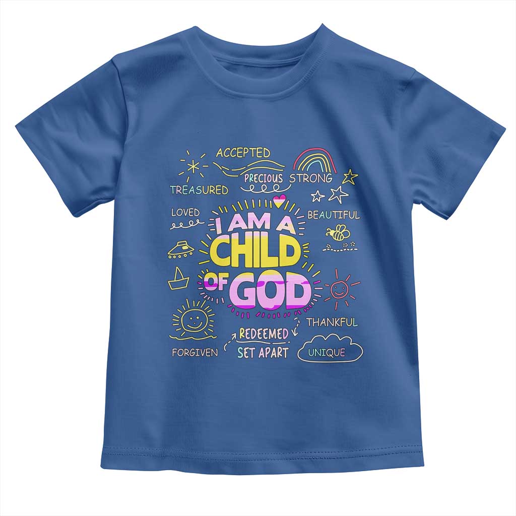 I Am A Child Of God Toddler T Shirt Retro Christian Jesus Faith TS02 Royal Blue Print Your Wear